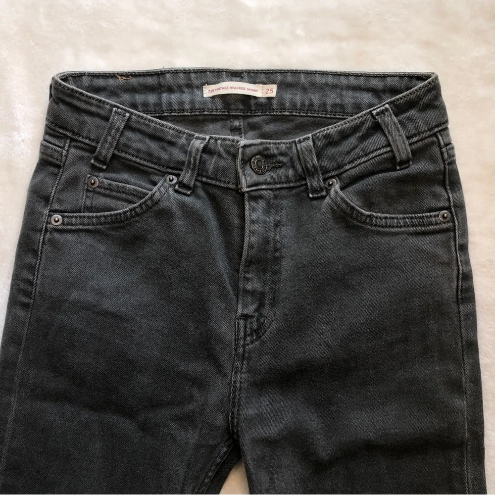 Levi's Vintage 721 High Rise Grey Skinny Jean Orange Tab Size 25 - Picture 5 of 11